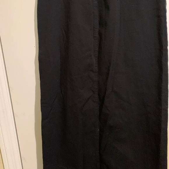 Long black denim front split skirt - Picture 3 of 4